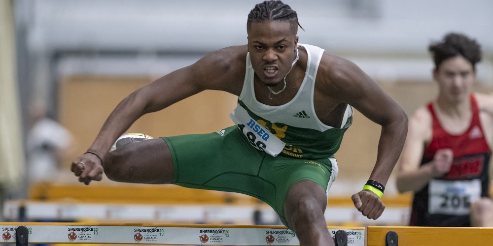 Antoine Lebrun lors de l'&eacute;preuve du 60 m haies.
