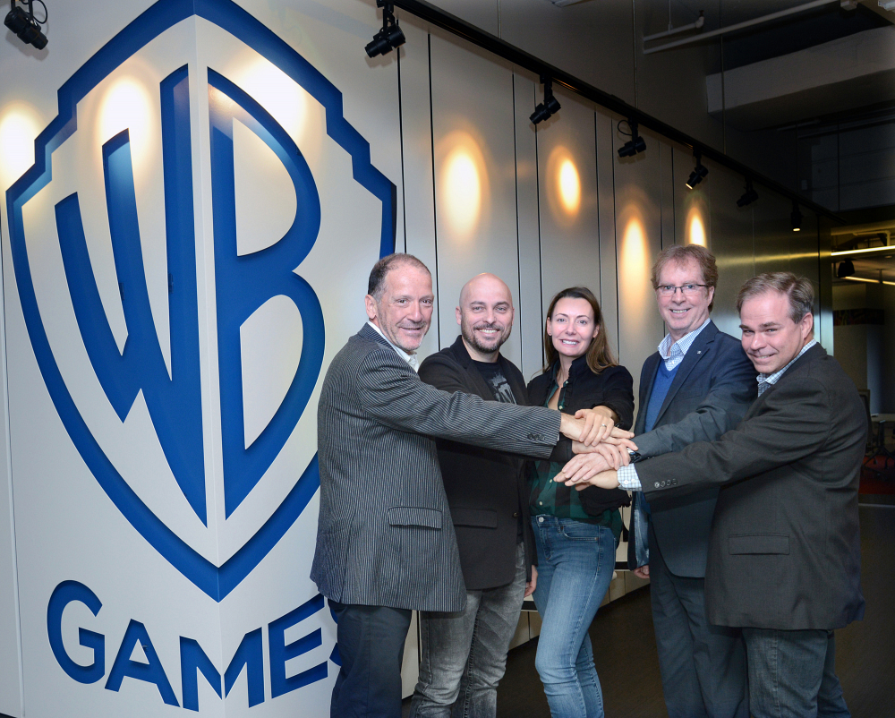 Luc Ra&icirc;che, directeur de d&eacute;veloppement philanthropique &agrave; l'UdeS, St&eacute;phane Roy, vice-pr&eacute;sident et chef de studio, Jeux WB Montr&eacute;al, Catherine Masson, conseill&egrave;re en communication, Jeux WB Montr&eacute;al, Jean-Pierre Chouinard, conseiller en d&eacute;veloppement professionnel, Service des stages et du placement&nbsp;de l&rsquo;UdeS, Claude Cardinal, directeur du CEFTI &agrave; l&rsquo;UdeS.