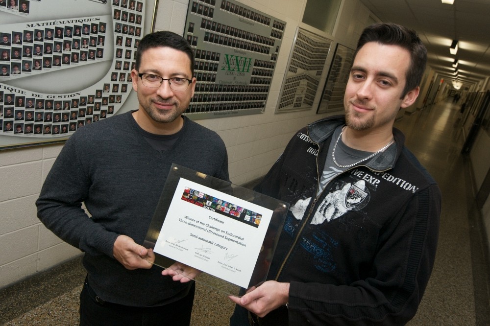 Pierre-Marc Jodoin et Micha&euml;l Bernier ont termin&eacute; deuxi&egrave;mes d'une comp&eacute;tition de la MICCAI 2014 et premiers dans la cat&eacute;gorie des m&eacute;thodes semi-automatiques.