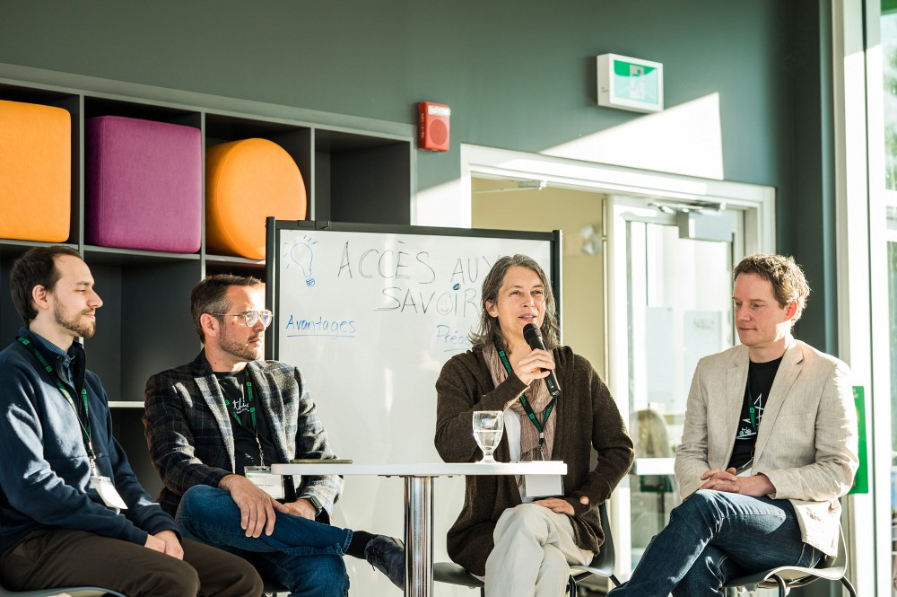 Pierre-Emile Leblanc Comtois, &eacute;tudiant en environnement; S&eacute;bastien Jacques, VP d&eacute;veloppement des affaires chez Attraction; Martine David, conseill&egrave;re au d&eacute;veloppement strat&eacute;gique chez Croquarium, et &Eacute;tienne Doyon, directeur g&eacute;n&eacute;ral chez Carrefour de solidarit&eacute; international.
