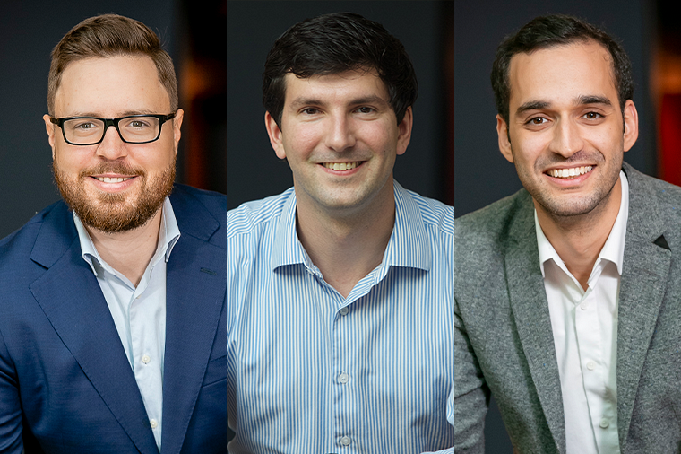 Les professeurs Pierre-Luc Fournier, Martino Pelli et Sofiane Baba de l&rsquo;&Eacute;cole de gestion de l&rsquo;UdeS.