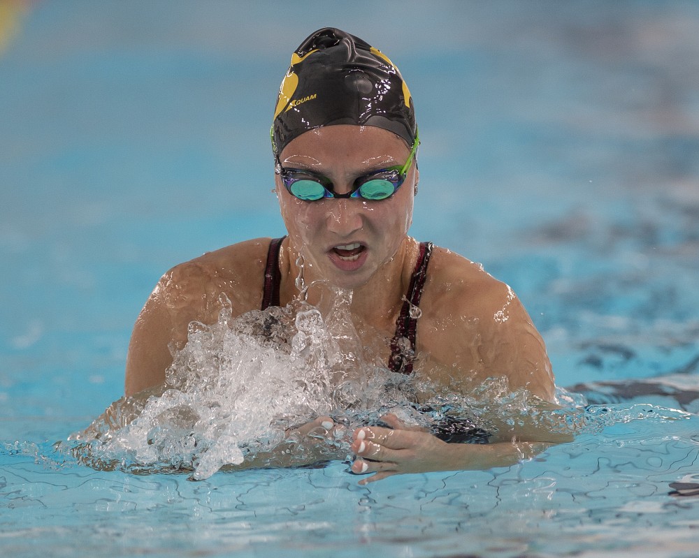Marie-Laurence Godin, sp&eacute;cialiste de brasse de l'&eacute;quipe de natation Vert & Or.