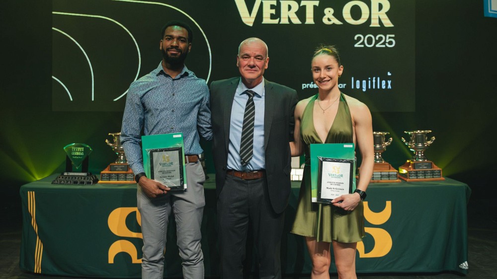 Gr&eacute;gory Michel et Maoly St-Germain, en athl&eacute;tisme, sont r&eacute;cipiendaires des prix majeurs d'Athl&egrave;tes par excellence au terme de la saison 2024-2025 du Vert & Or
