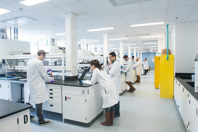 Laboratoire d'enseignement de travaux pratiques de chimie.