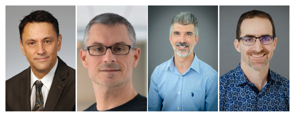 Les chercheurs principaux sur le projet, soit le Pr Richard Leduc, St&eacute;phane Laporte (McGill), Mannix Auger-Messier et Pierre-Luc Boudreault