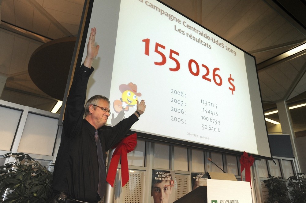 Serge Fortier, pr&eacute;sident de la campagne annuelle de Centraide &agrave; l&rsquo;UdeS, a soulign&eacute; la solidarit&eacute; de la communaut&eacute; universitaire. 