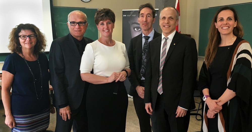 Pre Martine Morin, Pr Paul Grand&rsquo;Maison, l&rsquo;Honorable Marie-Claude Bibeau, Pr Fran&ccedil;ois Couturier, Pr Pierre Cossette et Sarah Stecko