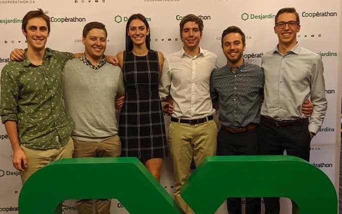 L'&eacute;quipe de futurs ing&eacute;nieurs du projet OZERO de l'UdeS :(de gauche &agrave; droite) : Matys Tessier, Christophe Morin, Coralie St-Georges, Maxime Guay, Olivier Harpin, Olivier Liberge