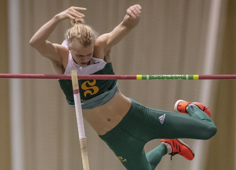 Le sauteur &agrave; la perche du Vert & Or, Maxime L&eacute;veill&eacute;.