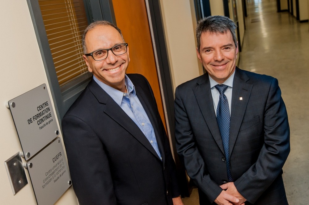 Richard Maziade, ing., charg&eacute; de cours, et Michel No&euml;l, ing., directeur du Centre de formation continue de la Facult&eacute; de g&eacute;nie