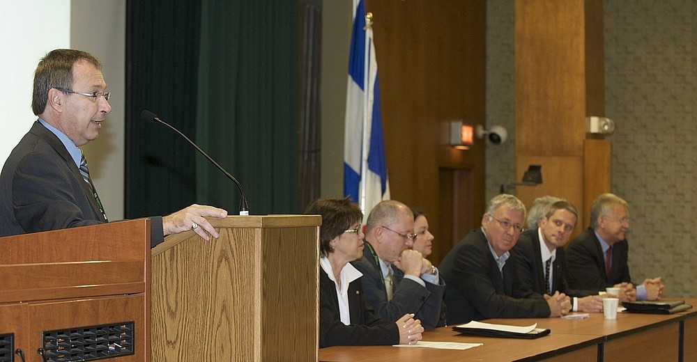 Mario Laforest, directeur de l&rsquo;Agence des relations internationales de l&rsquo;UdeS, &agrave; l'ouverture des 3es&nbsp;Rencontres Sherbrooke-Montpellier.