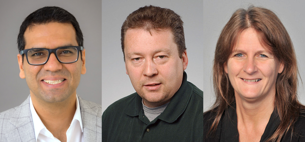 Les professeurs-chercheurs de l&rsquo;IRCUS r&eacute;cipiendaires d'un octroi des IRSC : Taha Azad, Jean-Luc Parent, et Nathalie Rivard, de la Facult&eacute; de m&eacute;decine et des sciences de la sant&eacute;.