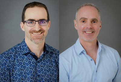 Photomontage : le professeur Pierre-Luc Boudreault et le professeur Fernand Gobeil jr, r&eacute;cipiendaires de l'&eacute;dition 2022 du Concours IPS-Innovation.