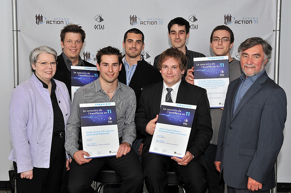 Les finalistes de la cat&eacute;gorie Rel&egrave;ve &eacute;tudiante, dont trois groupes de l'UdeS.