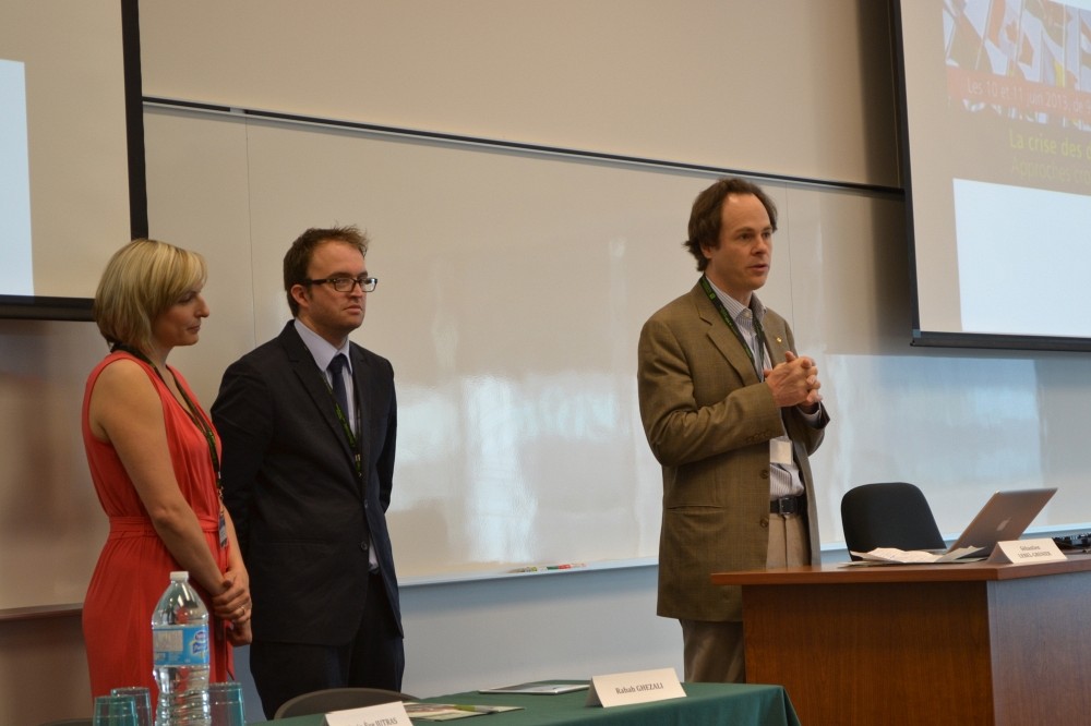 Genevi&egrave;ve Dufour, David Pavot et S&eacute;bastien Lebel-Grenier, doyen de la Facult&eacute; de droit.