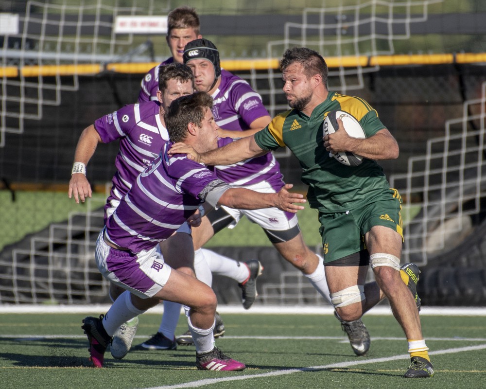 Arnaud Fr&eacute;chet-Boudreau a marqu&eacute; deux essais pour le Vert & Or samedi dernier au Coulter Field, dans un revers de 27-15 devant les Gaiters de Bishop's.