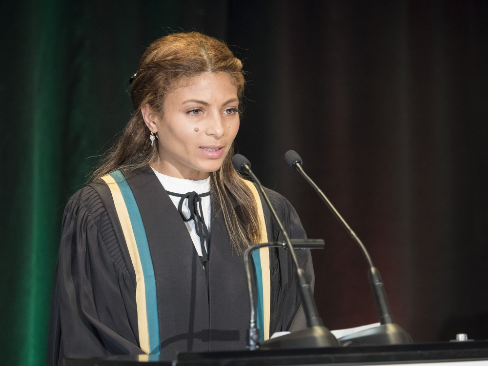 L'&eacute;pouse de Raif Badawi, Ensaf Haidar a su &eacute;mouvoir l'auditoire en faisant la lecture d'un texte r&eacute;dig&eacute; par Raif Badawi.