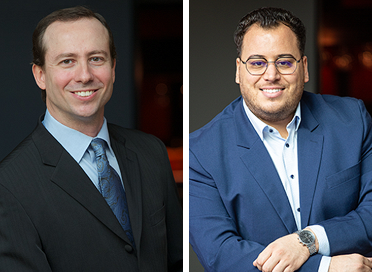 Les professeurs Luis&nbsp;Antonio&nbsp;De&nbsp;Santa-Eulalia et Hedi&nbsp;Yezza de l'&Eacute;cole de gestion.