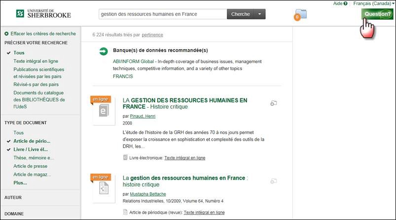 Acc&egrave;s au service de clavardage via l'Outil de d&eacute;couverte