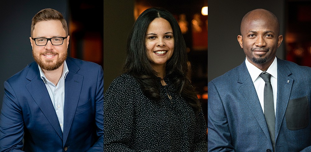 Les professeurs Pierre-Luc Fournier, Amanda&nbsp;Guimbeau et Armel Quentin Tchanou.