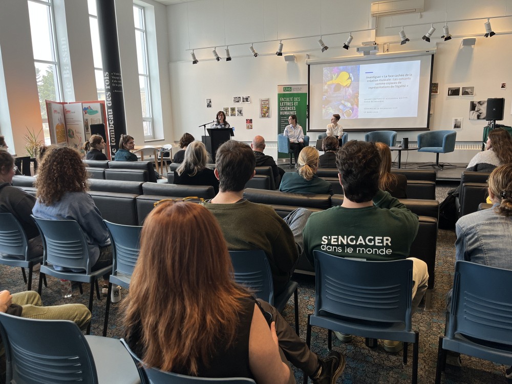 Les pr&eacute;sentations de deux &eacute;quipes de chercheuses, l'une en musique et l'autre en travail social, se sont fait &eacute;cho lors de la s&eacute;ance du mercredi 19 mars, anim&eacute;e par la professeure Louise Bienvenue, du D&eacute;partement d&rsquo;histoire.