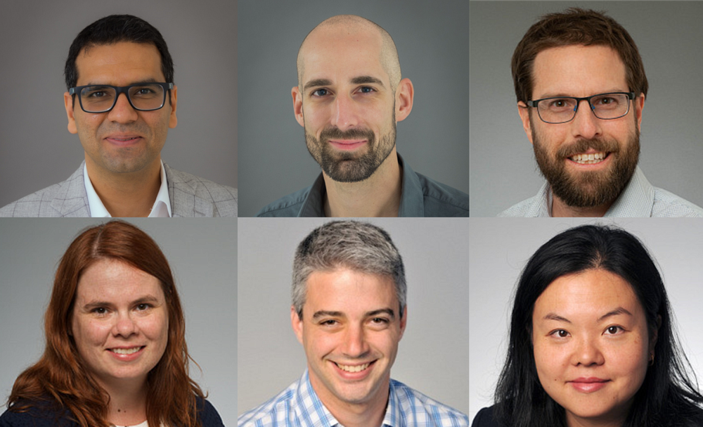 Les professeurs-chercheurs de l&rsquo;IRCUS de la Facult&eacute; de m&eacute;decine et des sciences de la sant&eacute; r&eacute;cipiendaires&nbsp;d'une Bourse de carri&egrave;re du FRQS&nbsp;: Junior 1 - Taha Azad et Mathieu Quesnel-Valli&egrave;res; Junior 2 - Jean-Philippe Brosseau et V&eacute;ronique Giroux; et S&eacute;nior - Steve Jean et Lee-Hwa Tai.