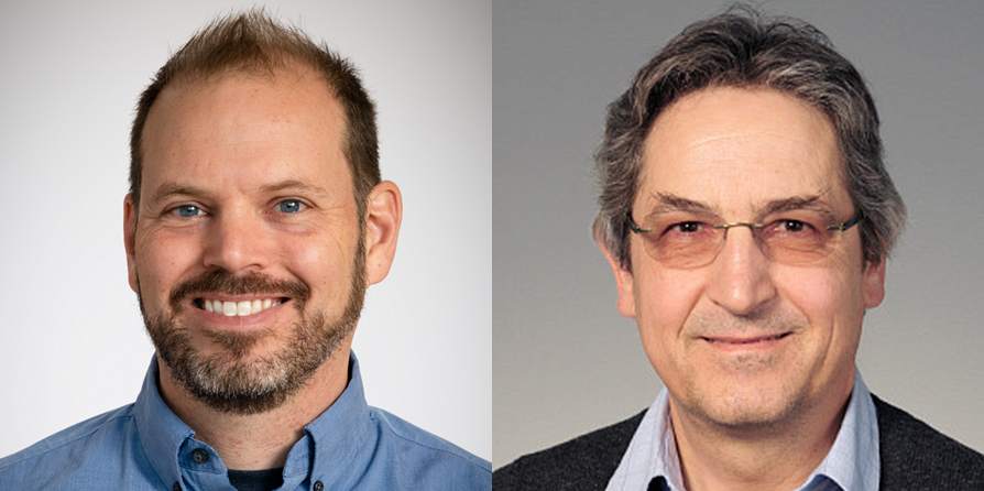 Alexandre Mar&eacute;chal (&agrave; gauche), chercheur principal et b&eacute;n&eacute;ficiaire de l'octroi des IRSC, est &eacute;galement professeur au D&eacute;partement de biologie de la Facult&eacute; des sciences. Raymund J. Wellinger (&agrave; droite), cochercheur, est professeur au D&eacute;partement de microbiologie et d'infectiologie de la Facult&eacute; de m&eacute;decine et des sciences de la sant&eacute;.