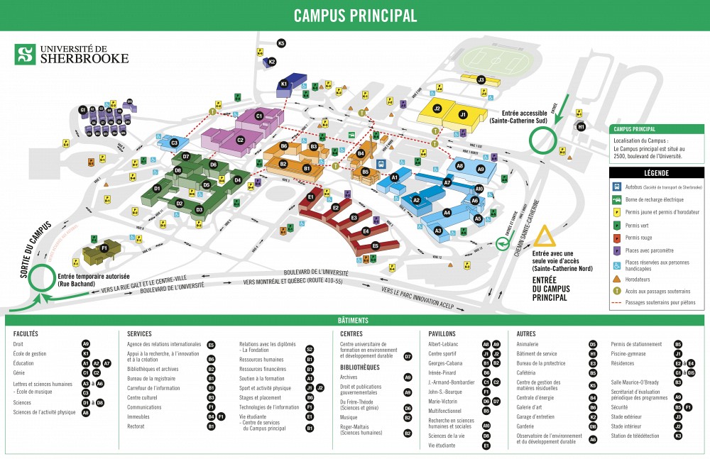 Plan des acc&egrave;s routiers au Campus principal durant la dur&eacute;e des travaux.