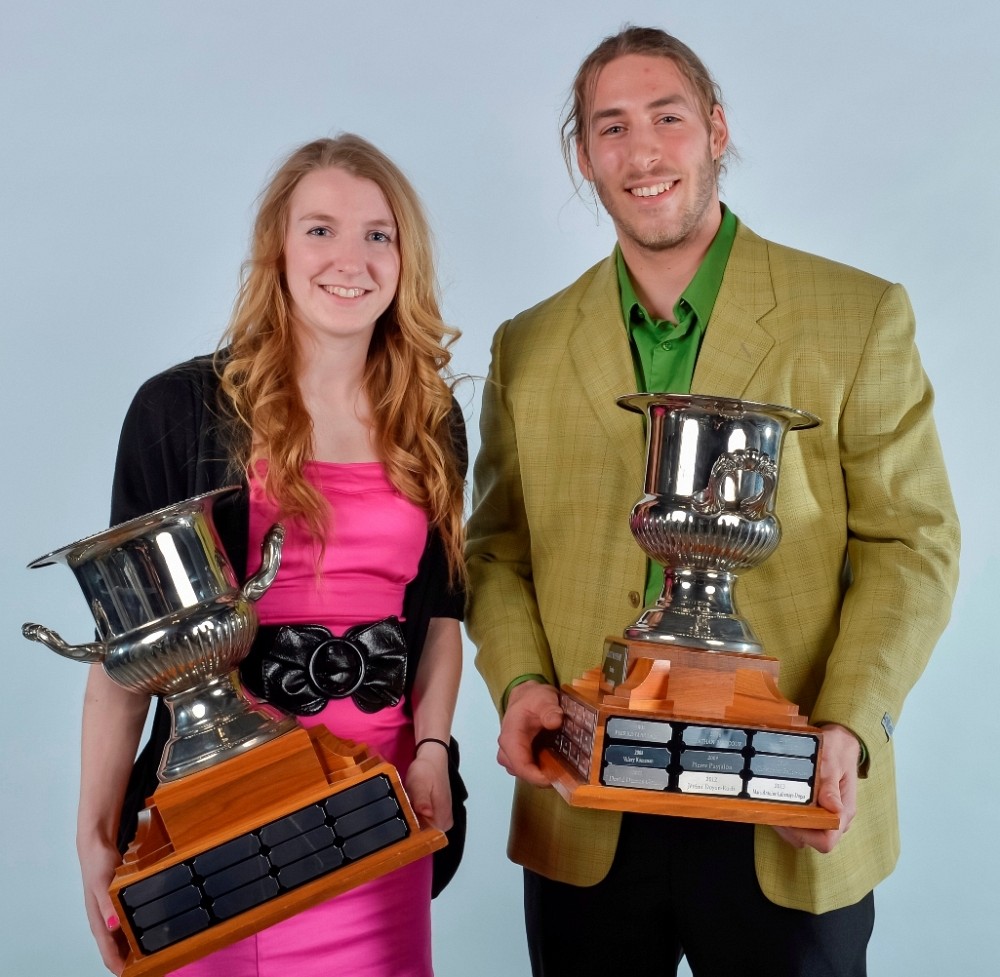 Les recrues de l'ann&eacute;e &agrave; l'UdeS en 2012-2103: Marie-&Egrave;ve Jacques (soccer) et Marc-Antoine Lafrenaye-Dugas (athl&eacute;tisme).