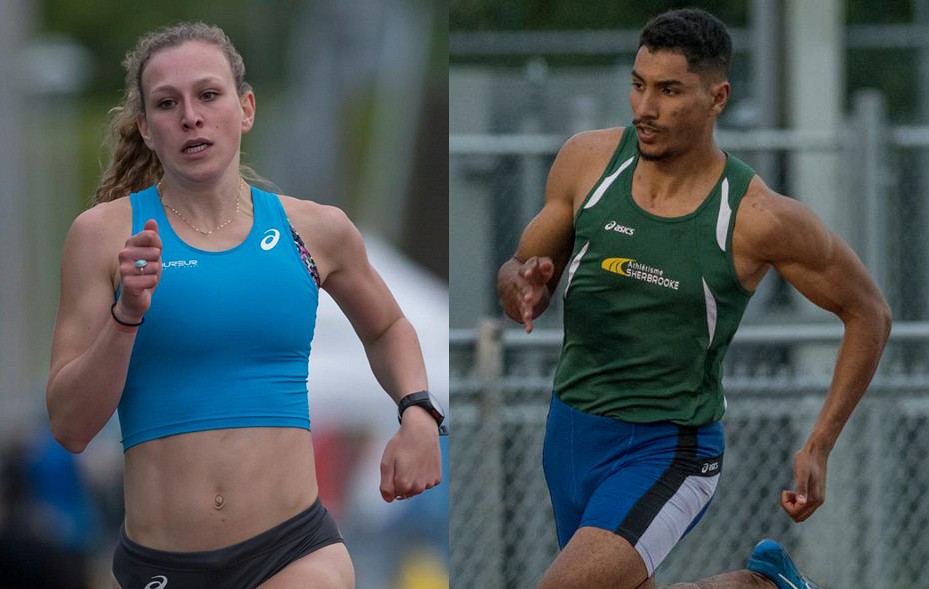 Ma&iuml;t&eacute; Bouchard et&nbsp;Yassine Aber de l'&eacute;quipe d'athl&eacute;tisme du Vert & Or de l'Universit&eacute; de Sherbrooke.