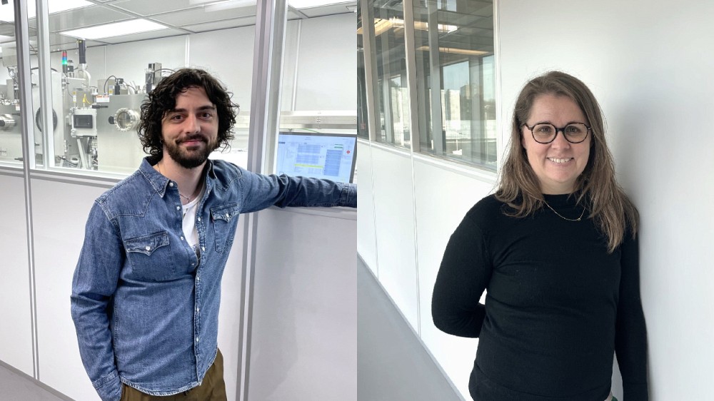 Vincent Labrecque, technicien op&eacute;rateur de salles blanches au sein de la plateforme 3IT.Nano et&nbsp;Annie Gagnon, commis de laboratoire pour la plateforme 3IT.Micro