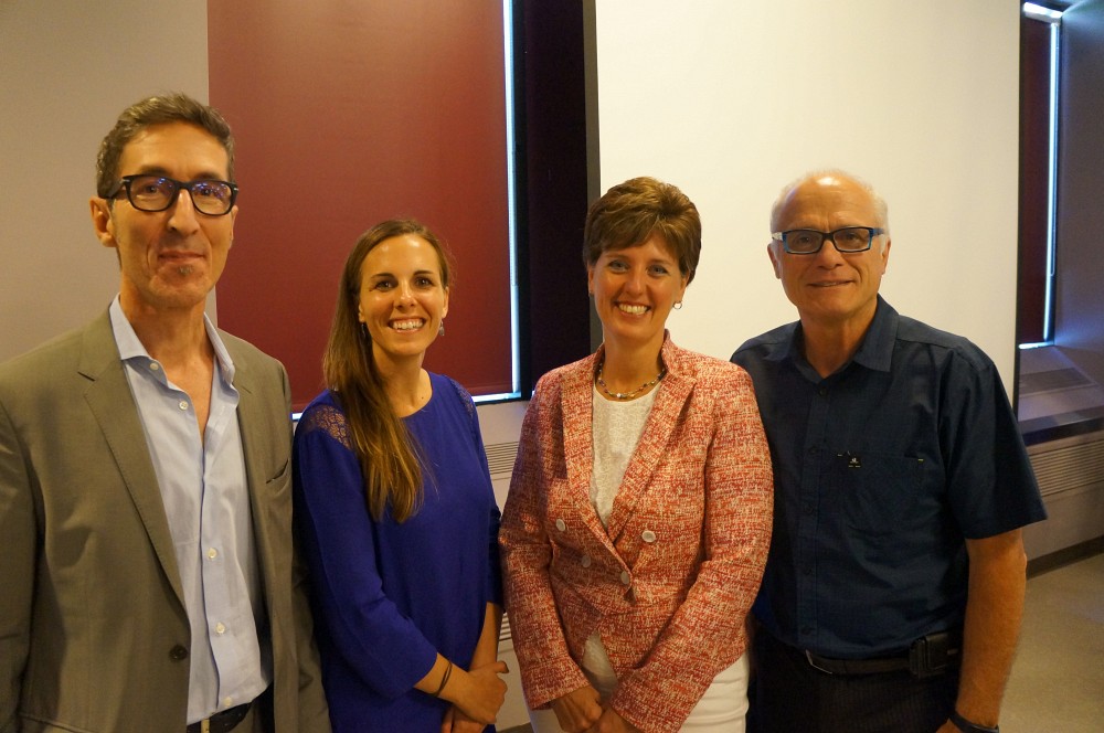 Pr Fran&ccedil;ois Couturier, Directeur de l&rsquo;appui au d&eacute;veloppement international en sant&eacute;, Sarah Stecko, Directrice adjointe de l&rsquo;appui au d&eacute;veloppement international en sant&eacute; du BRI, l&rsquo;honorable Marie-Claude Bibeau, ministre du D&eacute;veloppement international et de la Francophonie et le Pr Paul Grand&rsquo;Maison, Directeur du BRI.
