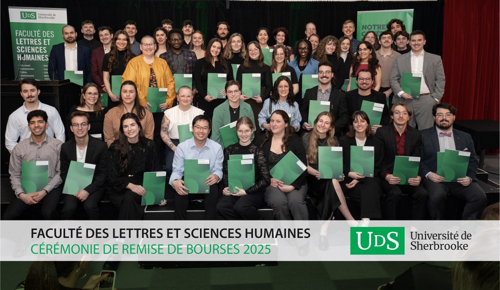 La c&eacute;r&eacute;monie annuelle de remise de bourses, organis&eacute;e conjointement par la FLSH et La Fondation de l'Universit&eacute; de Sherbrooke, a permis de r&eacute;compenser des personnes &eacute;tudiantes de 1er, 2e&nbsp;et 3e&nbsp;cycles qui se sont d&eacute;marqu&eacute;es par leur excellence acad&eacute;mique et leur engagement.