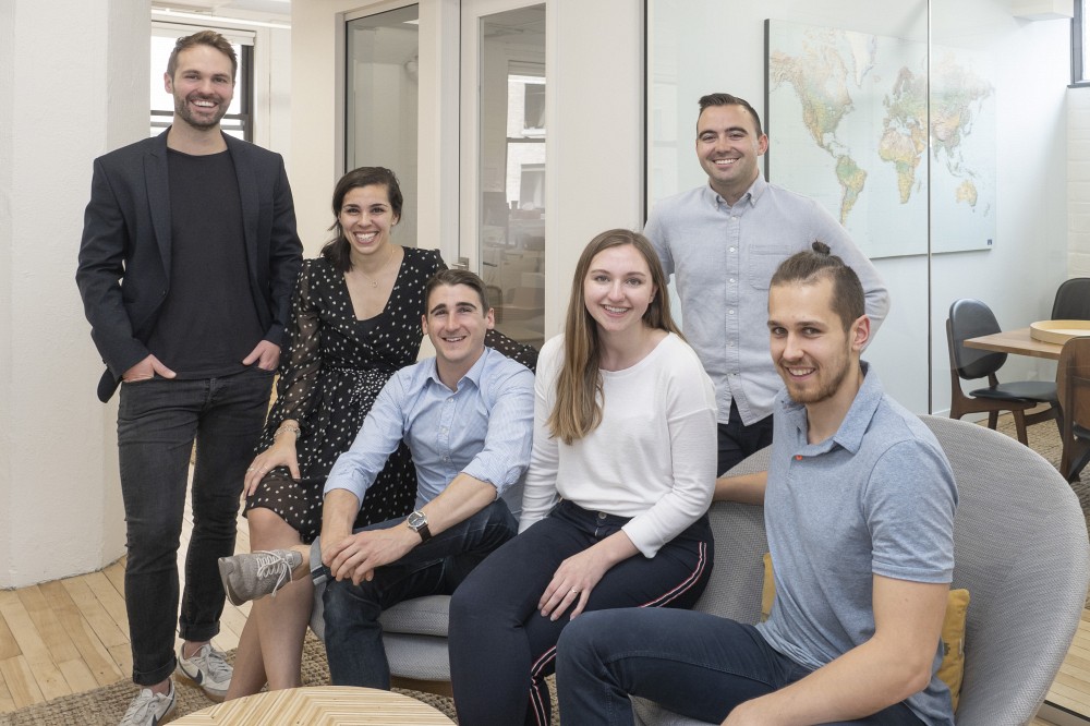 De gauche &agrave; droite, Me Nicolas Simard-Lafontaine, Me Audrey Anne Chouinard, Me Francis Grignet,Anne-Philippe Houle, Marc-Alexis Laroche et Jules Arsenault.