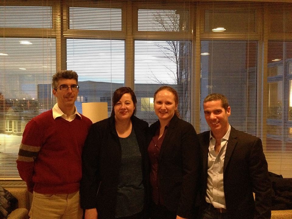 (de gauche &agrave; droite) Pr Mannix Auger-Messier , Pre Nathalie Faucheux, la nouvelle Dre Genevi&egrave;ve Drouin et le Pr Guillaume Grenier