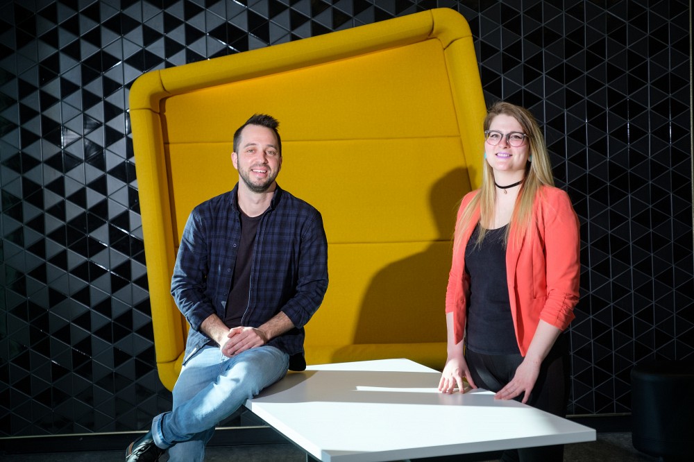 J&eacute;r&ocirc;me C&ocirc;t&eacute; et Alexandra Chapdelaine, les personnes cofondatrices de Prendre part : l'&eacute;cole d'&eacute;t&eacute; en communication scientifique de l'Acfas.