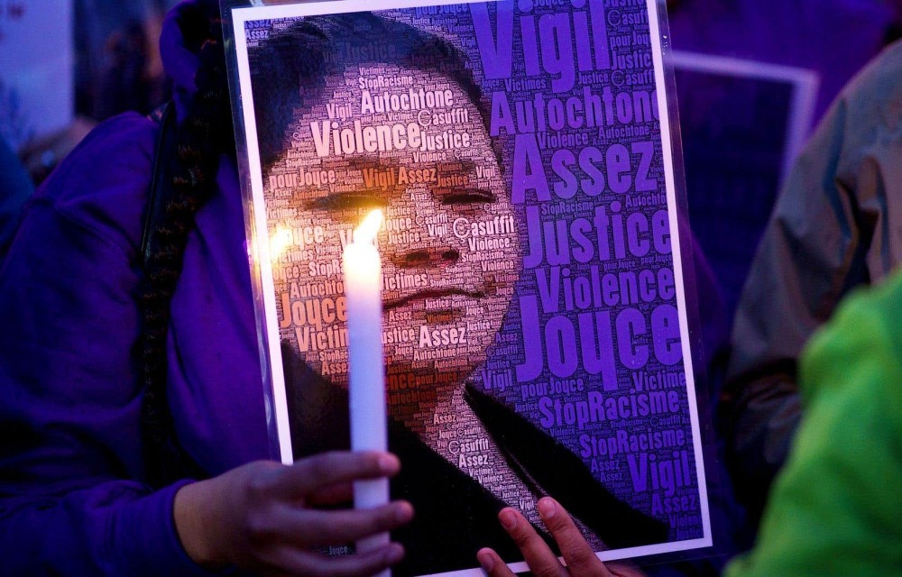 Le violet est la couleur d&eacute;sign&eacute;e &agrave; la m&eacute;moire de Joyce Echaquan.