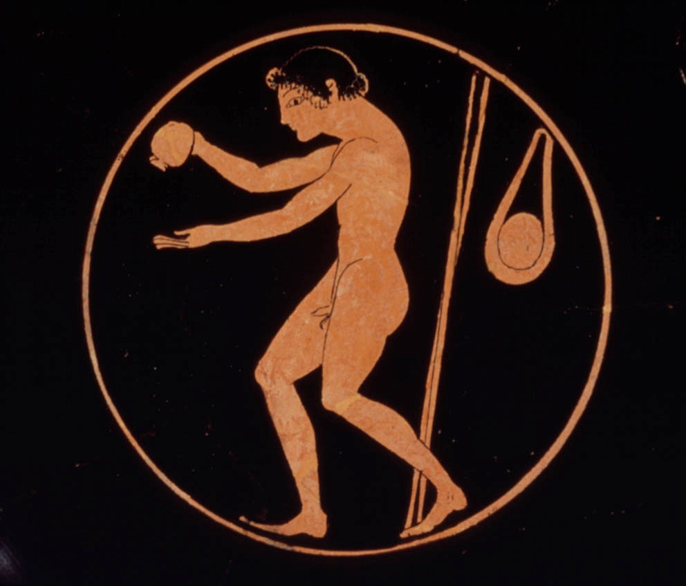 Athl&egrave;te grec avec des javelots.