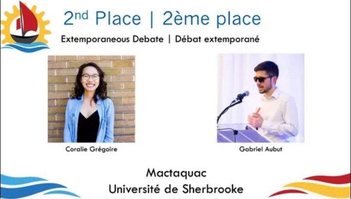Coralie Gr&eacute;goire et Gabriel Aubut, Universit&eacute; de Sherbrooke, Facult&eacute; de g&eacute;nie,&nbsp; de l'&eacute;quipe du d&eacute;bat oratoire