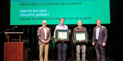 Les professeurs Philippe Sarret et Dimitri Ryczko : fiers récipiendaires du prix Recherche et création en Médecine et en sciences de la santé