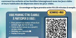 Invitation à participer à une recherche sur la monétisation dans les jeux vidéos pour enfants