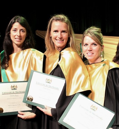 Les dipl&ocirc;m&eacute;es de la MEC du C&eacute;gep Limoilou: Caroline Harvey, Solange Bisson et France Th&eacute;berge.
