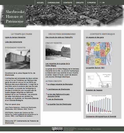 Sherbrooke, histoire et patrimoine, portail d'accueil du site