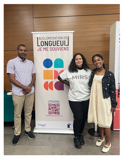 De gauche &agrave; droite: Jonathan Sylvestre, charg&eacute; de projets pour des activit&eacute;s collectives&nbsp;| Am&eacute;rica Noelia Riveros-Ceron, intervenante jeunesse&nbsp;| Victoria Auguste, charg&eacute;e de projets &agrave; la Maison&nbsp;internationale de la Rive-Sud