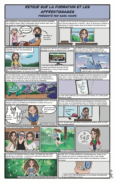 Cr&eacute;ative et talentueuse, Sara s'exprime par la bande dessin&eacute;e pour illustrer certains projets en g&eacute;nie ou alors d&eacute;crire son parcours. (1 de 2)