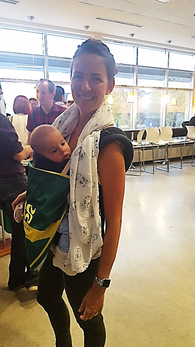 Vanessa Guilbault-Houde&nbsp;et son b&eacute;b&eacute; ont &eacute;t&eacute; les champions de l'&eacute;v&eacute;nement! Notre dipl&ocirc;m&eacute;e &eacute;tait vraiment dans l'esprit des retrouvailles avec ses &laquo; bocks &raquo; et son bandana!