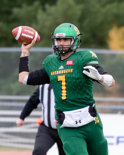 Le quart-arri&egrave;re partant de ce dernier match en saison r&eacute;guli&egrave;re, Samuel Goulet-Bolduc.