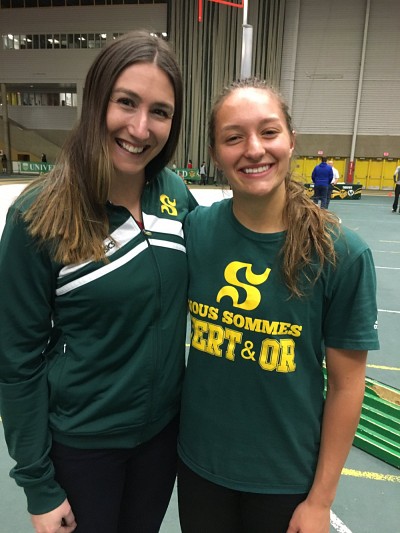 Marie-&Egrave;ve Dugas et &Eacute;my B&eacute;liveau, deux reines du 60m avec le Vert & Or, en 9 ans d'&eacute;cart...