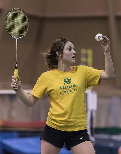 Alex Leclerc, de l'&eacute;quipe de badminton Vert & Or.