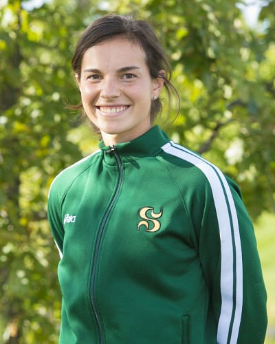 Laura-&Eacute;milie Cyr a &eacute;t&eacute; la premi&egrave;re du Vert&nbsp;&&nbsp;Or &agrave; franchir la ligne d'arriv&eacute;e du 6&nbsp;km f&eacute;minin au r&eacute;cent Championnat de cross-country du R&eacute;seau du sport &eacute;tudiant qu&eacute;b&eacute;cois.